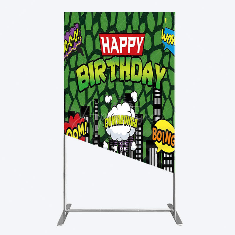 Aperturee - Aperturee Modern Buildings Cartoon Birthday Rectangle Backdrop