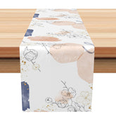 Aperturee - Aperturee Modern Carved Kapok Flower Table Runner Abstract Botanical Dining Decor Neutral Tone Minimalist Kitchen Linen