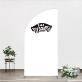Aperturee - Aperturee Modern Chic White Metal Half Moon Arch Backdrop Versatile Decor for Birthday Party and Baby Shower Events