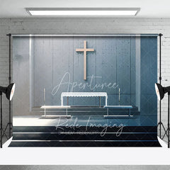 Aperturee - Aperturee Modern Concrete Church Cross Backdrop Sunlight Altar Religious Event Studio Photography Background