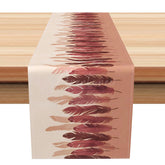 Aperturee - Aperturee Modern Feather Table Runner with Dark Pink Gradient Pattern for Chic and Glamorous Dining Table Decor
