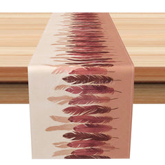 Aperturee - Aperturee Modern Feather Table Runner with Dark Pink Gradient Pattern for Chic and Glamorous Dining Table Decor