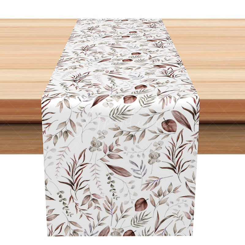 Aperturee - Aperturee Modern Floral Table Runner with Tropical Plants and Leaves Abstract Botanical Design Fresh and Chic Kitchen Decor