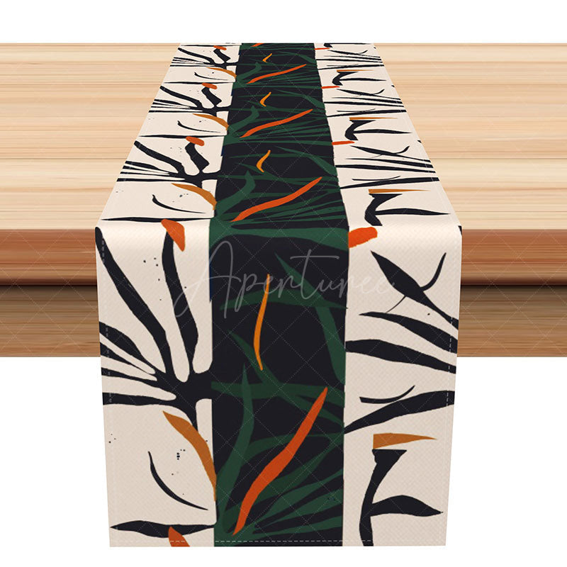 Aperturee - Aperturee Modern Geometric Pattern Table Runner Black and White Step and Repeat Design Minimalist Abstract Kitchen Decor