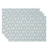 Aperturee - Aperturee Modern Geometric Placemats Set of 4 with Blue and White Oval Pattern for Contemporary Kitchen Decor