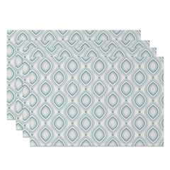 Aperturee - Aperturee Modern Geometric Placemats Set of 4 with Blue and White Oval Pattern for Contemporary Kitchen Decor
