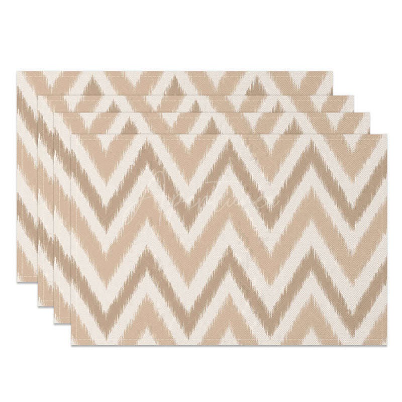 Aperturee - Aperturee Modern Geometric Placemats Set of 4 with Brown Wavy Pattern for Mid-Century and Boho Dining Decor