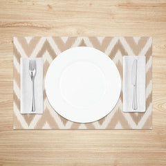 Aperturee - Aperturee Modern Geometric Placemats Set of 4 with Brown Wavy Pattern for Mid-Century and Boho Dining Decor