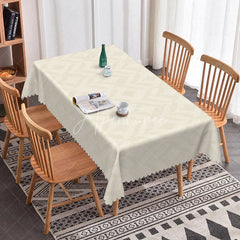 Aperturee - Aperturee Modern Geometric Rectangle Tablecloth Beige Minimalist Pattern Neutral Tones for Contemporary Kitchen Decor