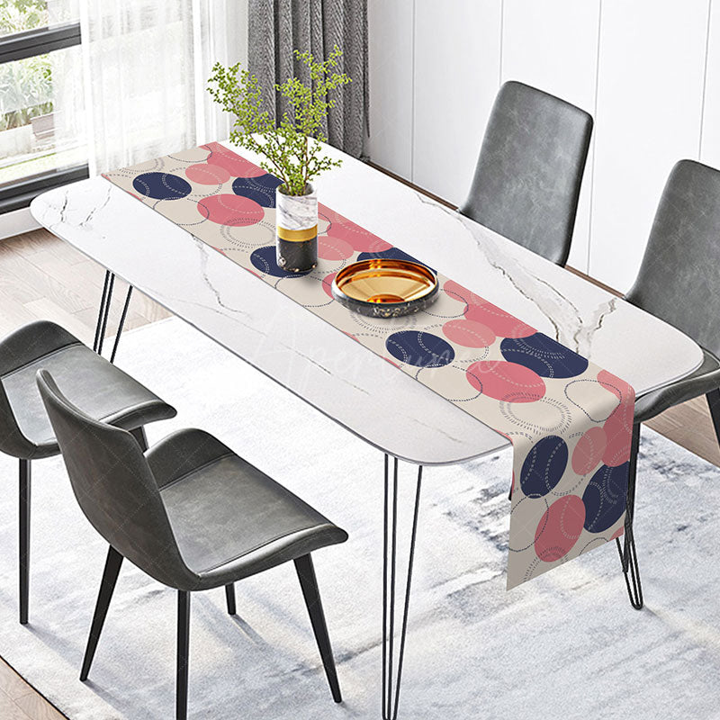 Aperturee - Aperturee Modern Geometric Table Runner in Navy and Pink Contemporary Kitchen Decor for Parties and Dinner Events