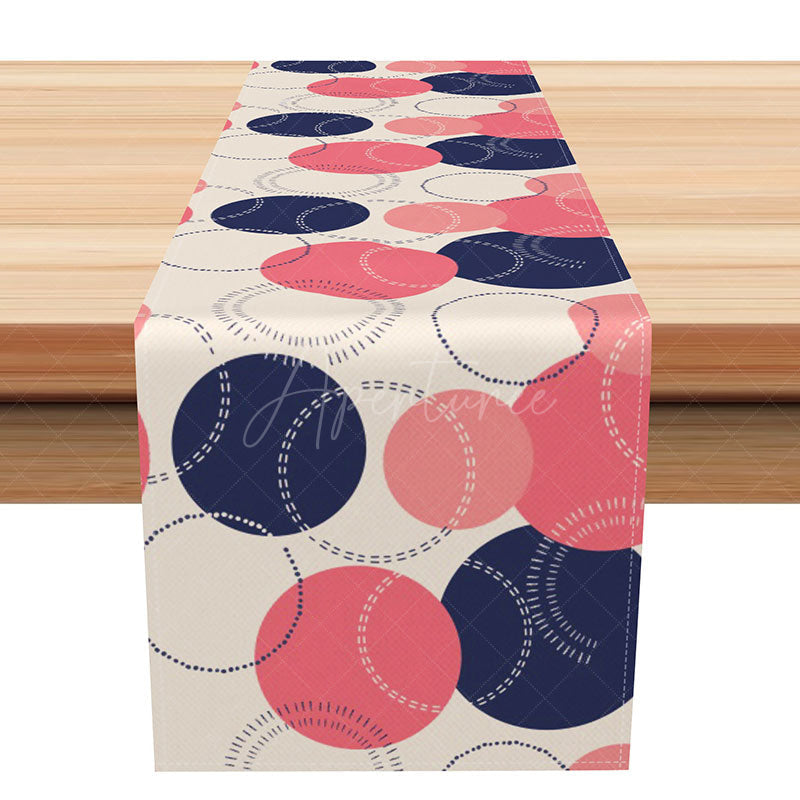 Aperturee - Aperturee Modern Geometric Table Runner in Navy and Pink Contemporary Kitchen Decor for Parties and Dinner Events