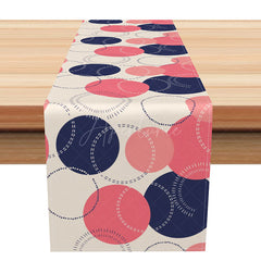 Aperturee - Aperturee Modern Geometric Table Runner in Navy and Pink Contemporary Kitchen Decor for Parties and Dinner Events