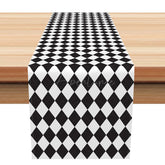 Aperturee - Aperturee Modern Geometric Table Runner with Black and White Diamond Shape for Contemporary Kitchen Decor