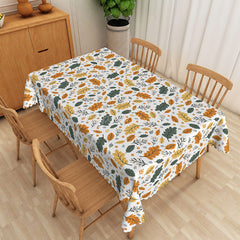 Aperturee - Aperturee Modern Gold Glitter Leaf Rectangle Tablecloth for Elegant Fall Autumn and Thanksgiving Decor