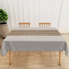 Aperturee - Aperturee Modern Gray and Brown Stripe Rectangle Tablecloth for Neutral Farmhouse and Contemporary Kitchen Decor