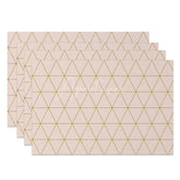 Aperturee - Aperturee Modern Gray and Pink Rhombus Dining Set of 4 Placemats for Contemporary Geometric Kitchen Table Decor