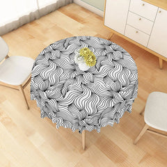 Aperturee - Aperturee Modern Green and White Geometric Round Tablecloth for Contemporary and Minimalist Spring Dining Decor