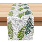 Aperturee - Aperturee Modern Green Leaf Table Runner with Abstract Lines Minimalist Botanical Design Fresh and Chic Kitchen Decor