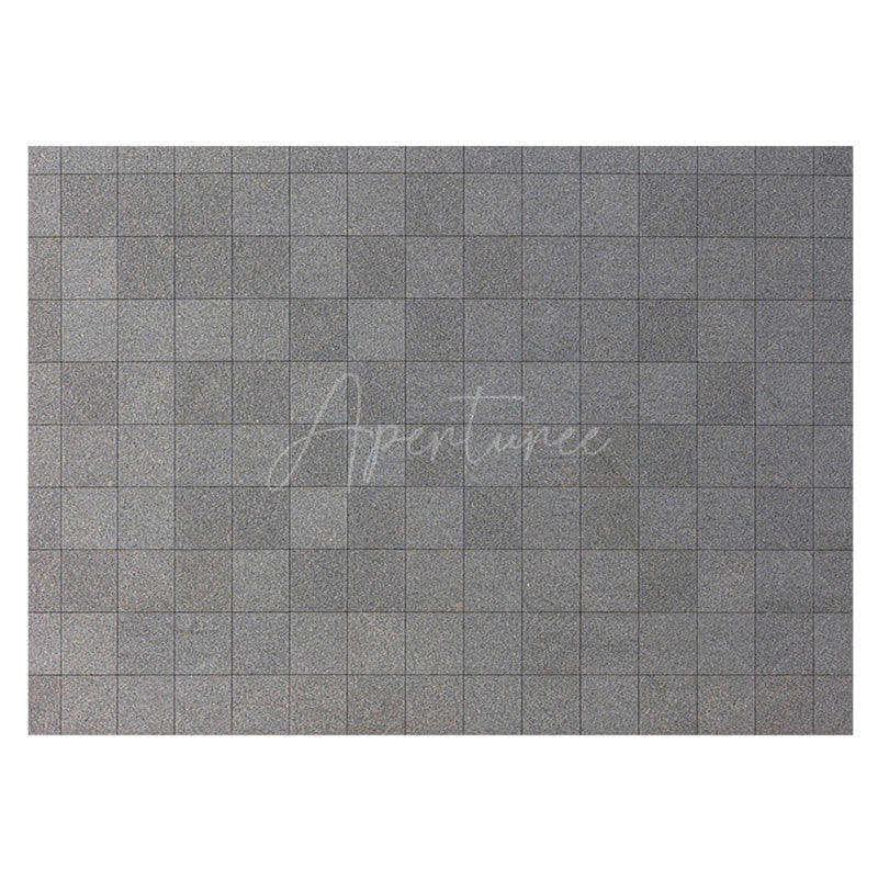 Aperturee - Aperturee Modern Grey Stone Pattern Plaid Rubber Floor Mat