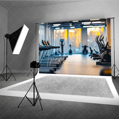 Aperturee - Aperturee Modern Gym Interior Sports Backdrop Fitness Center Treadmills Workout Background Athletic Photography Prop