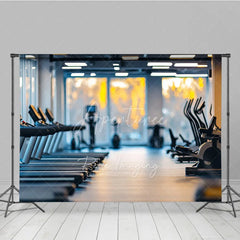 Aperturee - Aperturee Modern Gym Interior Sports Backdrop Fitness Center Treadmills Workout Background Athletic Photography Prop