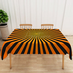 Aperturee - Aperturee Modern Halloween Rectangle Tablecloth with Orange and Black Stripes for Festive and Spooky Party Decor