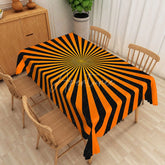 Aperturee - Aperturee Modern Halloween Rectangle Tablecloth with Orange and Black Stripes for Festive and Spooky Party Decor