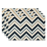 Aperturee - Aperturee Modern Herringbone Geometric Pattern Set of 4 Placemats for Farmhouse and Contemporary Kitchen Dining