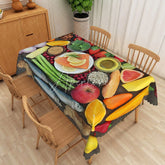 Aperturee - Aperturee Modern Kitchen Tablecloth with Colorful Vegetable Pattern for Farmhouse Dining and Healthy Eating Decor
