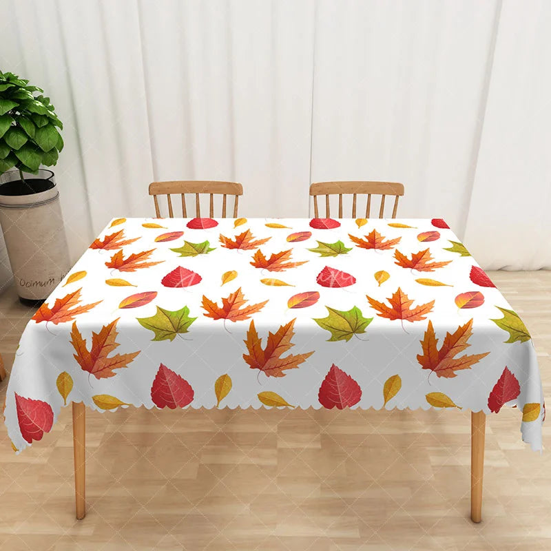 Aperturee - Aperturee Modern Maple Leaf Rectangle Tablecloth for Autumn Fall and Canadian Themed Holiday Decorations