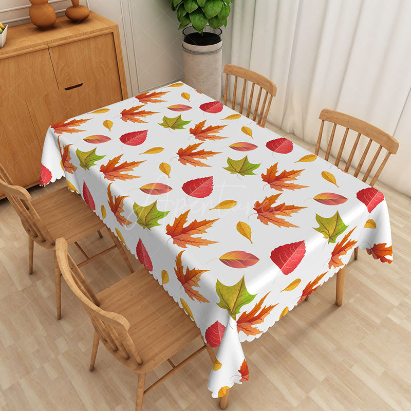 Aperturee - Aperturee Modern Maple Leaf Rectangle Tablecloth for Autumn Fall and Canadian Themed Holiday Decorations