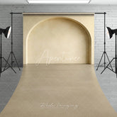 Aperturee - Aperturee Modern Minimalist Beige Arch Sweep Backdrop Elegant Neutral Textured Wall for Studio Photography