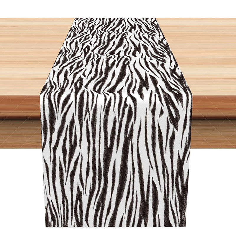 Aperturee - Aperturee Modern Minimalist Table Runner with Black Irregular Stripes for Contemporary and Scandinavian Kitchen