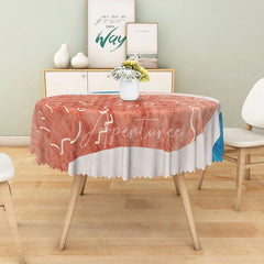 Aperturee - Aperturee Modern Patchwork Round Tablecloth in Red Blue and Gray for Abstract and Contemporary Decor
