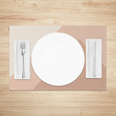 Aperturee - Aperturee Modern Pink and White Geometric Pattern Set of 4 Placemats for Girls Room Party and Kitchen Decor