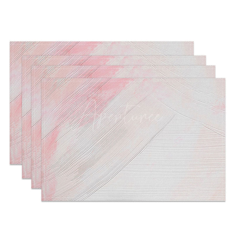 Aperturee - Aperturee Modern Pink and White Gradient Placemats Set of 4 with Faux Cement Texture for Contemporary Dining