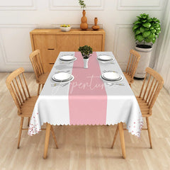 Aperturee - Aperturee Modern Pink and White Stripe Tablecloth for Girls Birthday Baby Shower or Bridal Shower Party Decor