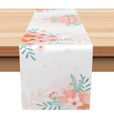 Aperturee - Aperturee Modern Pink Floral Table Runner Abstract Botanical Dining Decor Simple and Elegant Spring Kitchen Linen