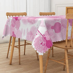 Aperturee - Aperturee Modern Pink Graffiti Floral Rectangle Tablecloth for Abstract and Artistic Urban Dining Room Decor