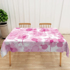 Aperturee - Aperturee Modern Pink Graffiti Floral Rectangle Tablecloth for Abstract and Artistic Urban Dining Room Decor