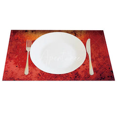 Aperturee - Aperturee Modern Red Ombre with Distressed Speckle Set of 4 Placemats for Abstract and Contemporary Dining Decor