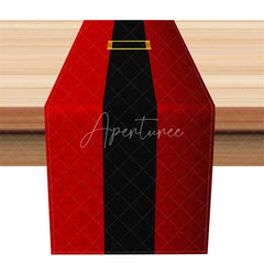 Aperturee - Aperturee Modern Santa Belt Table Runner Minimalist Red and Black Christmas Holiday Table Decor