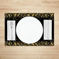 Aperturee - Aperturee Modern Set of 4 Placemats with Shining Gold Spot Edge Elegant Abstract Design for Holiday Parties