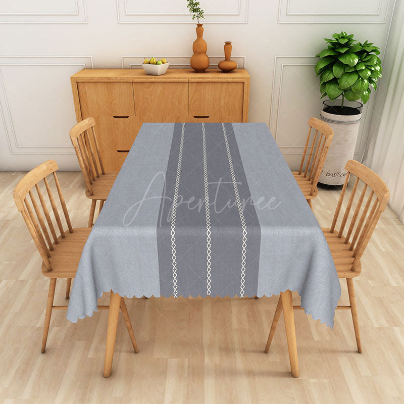 Aperturee - Aperturee Modern Simple Grey Stripe Rectangle Tablecloth for Minimalist Farmhouse Kitchen and Everyday Dining