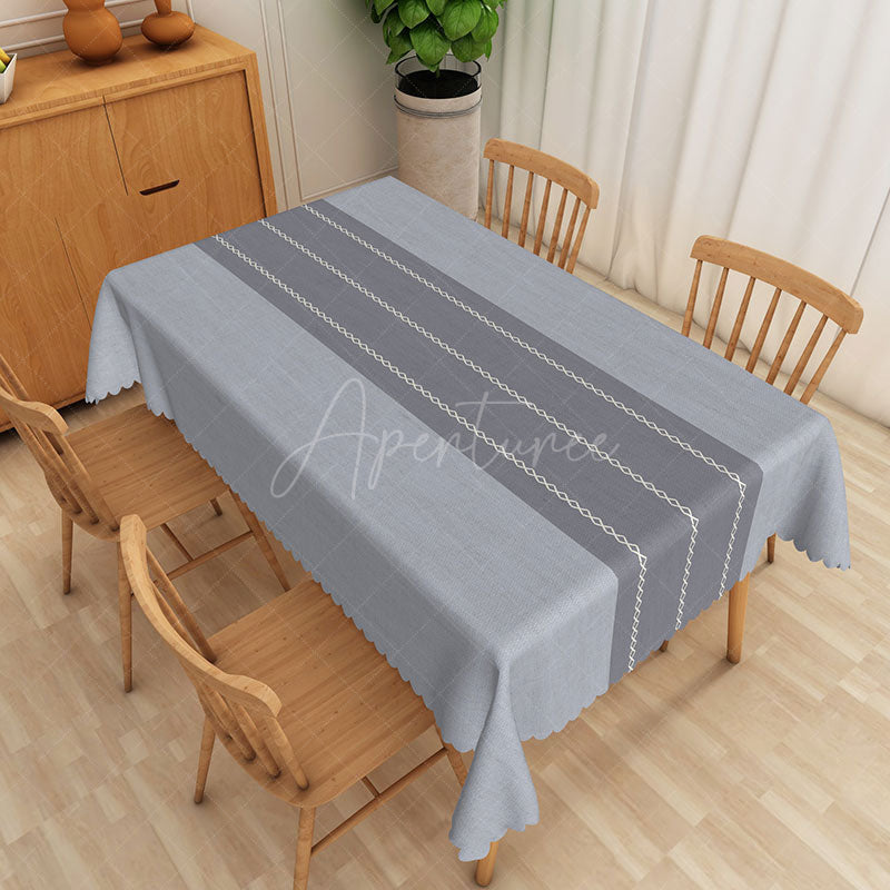 Aperturee - Aperturee Modern Simple Grey Stripe Rectangle Tablecloth for Minimalist Farmhouse Kitchen and Everyday Dining