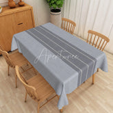 Aperturee - Aperturee Modern Simple Grey Stripe Rectangle Tablecloth for Minimalist Farmhouse Kitchen and Everyday Dining