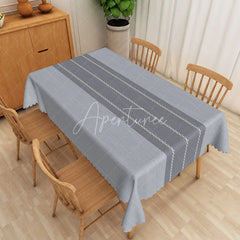 Aperturee - Aperturee Modern Simple Grey Stripe Rectangle Tablecloth for Minimalist Farmhouse Kitchen and Everyday Dining