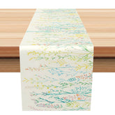 Aperturee - Aperturee Modern Spring Table Runner with Colorful Abstract Lines and Florals for Contemporary Kitchen Decor