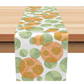 Aperturee - Aperturee Modern Spring Table Runner with Green and Orange Pattern Abstract Kitchen Decor for Holiday Dining Table