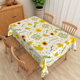 Aperturee - Aperturee Modern Sunflower Tablecloth with Yellow Floral Pattern for Farmhouse Kitchen Summer or Fall Decor
